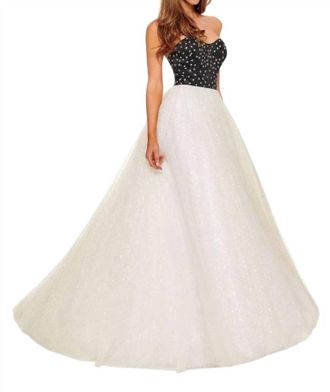 Rachel Allan Off The Shoulder Polka Dress In Black/white