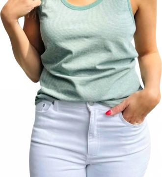 Mod-o-doc Scoop Neck Tank In Fennel/white