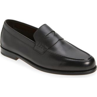 Doucal's Mario Penny Loafer in Nappato Nero at Nordstrom, Size 9.5Us
