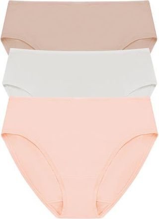 Natori Bliss Bare Cotton Hipster 3-Pack in Lt Mocha/linen/seashell at Nordstrom, Size Xx-Large