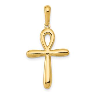 Diamond2Deal 14k Yellow Gold Ankh Cross Pendant