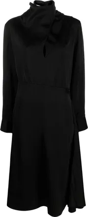 Jil Sander long-sleeve A-line dress - women - Viscose/Silk - 46 - Black