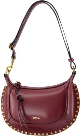 Isabel Marant Womens Oskan Moon Shoulder Bag Burgundy Calfskin