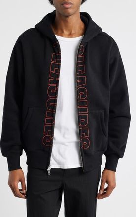 Pleasures Impact Zip Graphic Hoodie in Black at Nordstrom, Size Xx-Large
