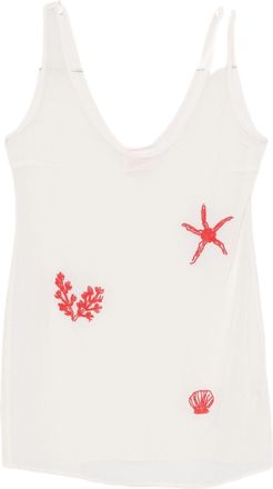 MC2 Saint Barth White Scoop Neck Marine Motifs Top