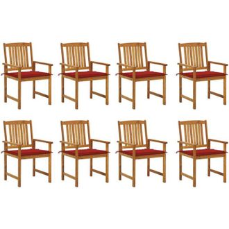 vidaXL Sillas De Jard&iacute;n Con Almohadillas 8 Pc Acacia Massive - 186980