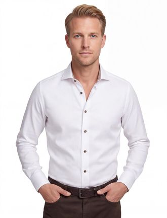 Led&ucirc;b business overhemd Ledub Modern Fit New wit katoen