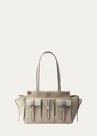 Prada Cotton Canvas Shoulder Bag