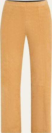 SPRWMN Suede Ankle Flare Pants with Princess Seaming