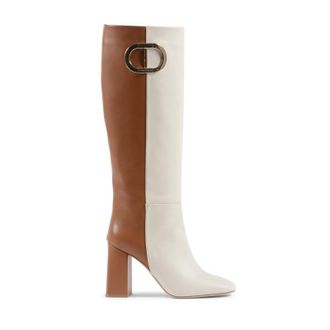 Dee Ocleppo Womens Brown and White High Lyrical Boot - Multicolour Leather - Size UK 3