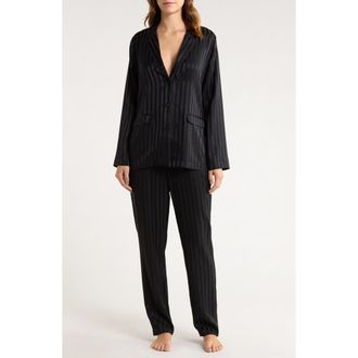 Lunya Stripe Jacquard Washable Silk Pajamas in Black Jacquard at Nordstrom, Size X-Large