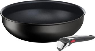T-fal Ingenio Padella Wok 28 cm + manico rimovibile, induzione, rivestimento antiaderente, indicatore di avvio di cottura, impilabile, compatibile