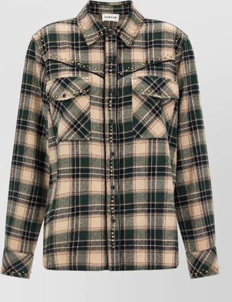P.A.R.O.S.H. cotton checked western studded shirt