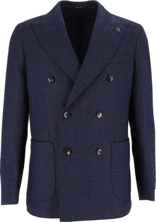Breras Milano Double-Breasted Jacket With Wide Lapels In Deep Navy