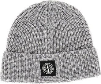 Stone Island Virgin wool beanie hat with logo patch Man One Size