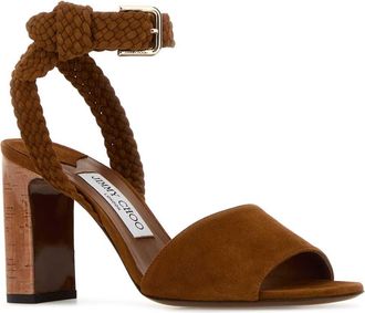 Jimmy Choo London Womens Rori 85 Heel Sandal Brown Leather Metal