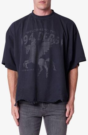 mnml Moth Eaten Crop Graphic T-Shirt in Black at Nordstrom, Size Xx-Large