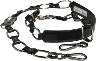 Dolce & Gabbana Black Leather Silver Chain Bag Accessory Shoulder Womens Strap