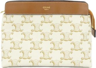 Celine White Coated Canvas Pouch (Pre-Owned)