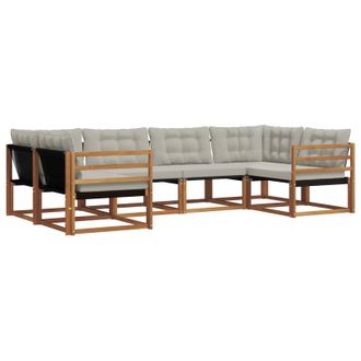 vidaXL Vidaxl Set Di Divani Da Esterno 6 Pz Grigio Naturale E Chiaro