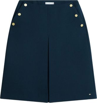 Tommy Hilfiger Gonna midi svasata con bottoni - Blu