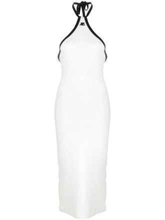 Courr&egrave;ges Abito con bordo a contrasto - Bianco