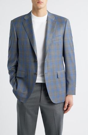 Canali Siena Regular Fit Grey Shadow Check Wool Sport Coat at Nordstrom, Size 38 Us