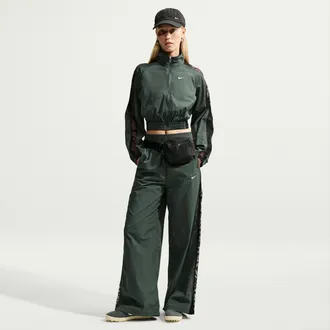 Nike Womens Nike Sportswear Loose Mid-Rise Lace Track Pants in Green | IU1983-303