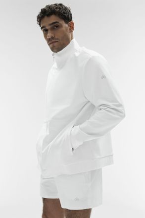 Alo | Conquer Max Mock Neck Full Zip Jacket in White, Size: Medium