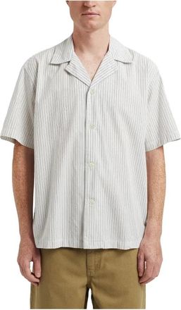 Norse Projects Poplin Stripe SS Ecru Overhemd - Heren - Korte mouwen Overhemden - Beige - XL - Katoen - Overhemden