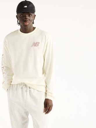 New Balance Uomo Digitally Remastered Long Sleeve T-Shirt in Beige, Cotone, Taglia 2XL