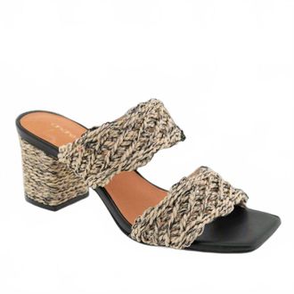 Andr&eacute; Assous Womens Drew Sandals In Natural/black Raffia