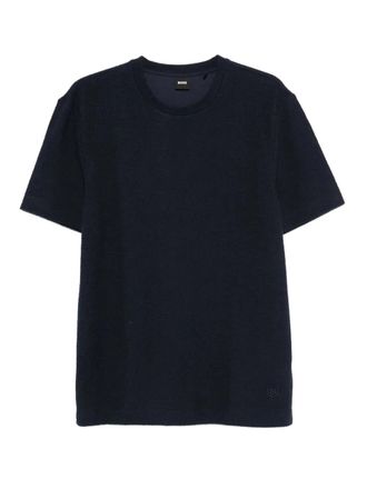 BOSS textured cotton T-shirt - Blue