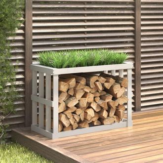 vidaXL Soporte Para Le&ntilde;a De Exterior Madera Pino Blanco 108x52x74 Cm Vidaxl