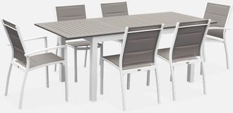 Sweeek Sweeek - Set tavolo da giardino allungabile in alluminio, 6 posti