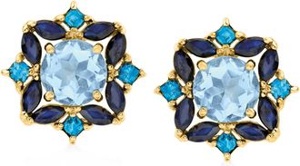 Ross-Simons Sky Blue Topaz and Sapphire Earrings in 18kt Gold Over Sterling