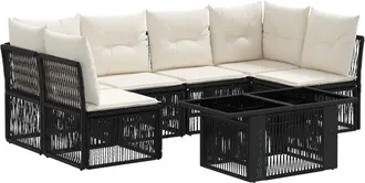 vidaXL Conjunto De Sof&aacute;s De Jard&iacute;n 7 Uds. Negro Rat&aacute;n Sint&eacute;tico Vidaxl