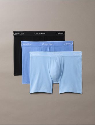Calvin Klein Mens Icon Cotton Stretch 3-Pack Boxer Brief - Blue - XL