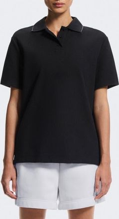 On Courtside Tipped Piqu&eacute; Polo in Black/Eclipse at Nordstrom, Size X-Small