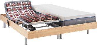 Vente-Unique Set da relax sole sospensioni memory foam HESIODE III di YSM&Eacute;E - motori OKIN - quercia naturale - 2x90x200 cm