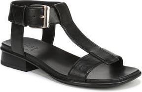 Naturalizer Easton T-Strap Sandal in Black Faux Leather at Nordstrom Rack, Size 8.5