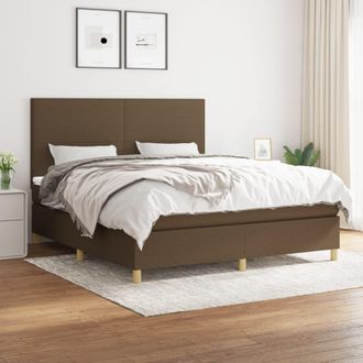 vidaXL Vidaxl - Cama Box Spring Con Colch&oacute;n Tela Marr&oacute;n Oscuro 180x200 Cm