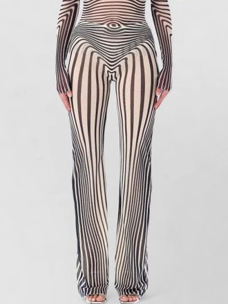 Jean Paul Gaultier high waist sheer striped flared trousers