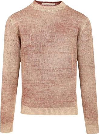 Original Vintage Heavy Linen Crewneck Sweater - Heren - Ronde hals truien - Rood - L - Linnen - Truien & Vesten