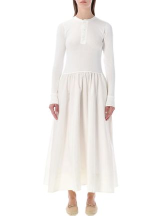 Ralph Lauren White Henley Style Maxi Dress