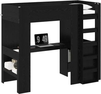 vidaXL Struttura Letto A Castello Con Scrivania Rovere Nero Vidaxl