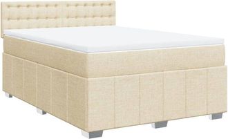 vidaXL Vidaxl - Cama Box Spring Con Colch&oacute;n Tela Color Crema 160x200 Cm