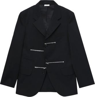 Comme Des Gar&ccedil;ons zip-detailing blazer - men - Polyester/Cupro - M - Blue