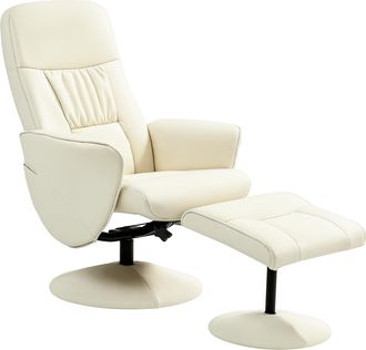 OEM Sill&oacute;n De Relax Con Reposapi&eacute;s Respaldo Reclinable Hasta 145&deg; Para Sal&oacute;n Dormitorio Oficina 76x81x101 Cm Crema