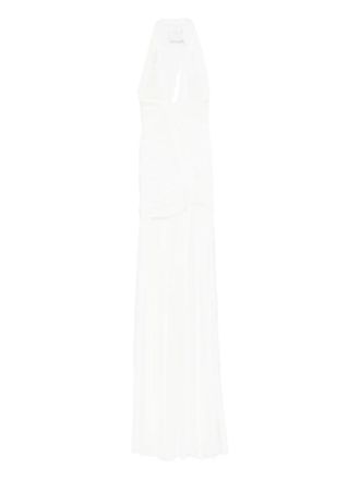 CHRISTOPHER ESBER V-neck pleated maxi dress - women - Rayon/Polyester - 10 - White